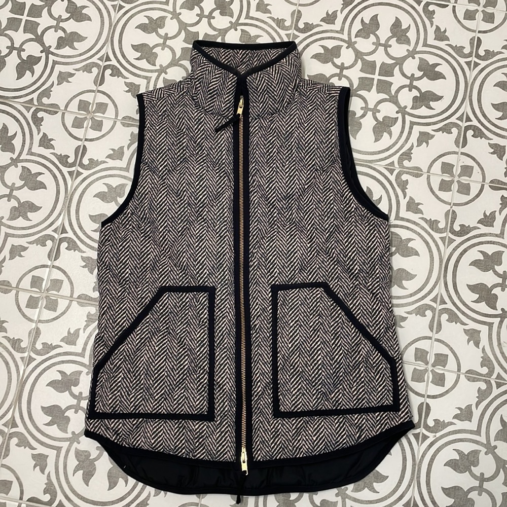 J. Crew Jackets & Coats | J Crew Herringbone Excursion Down Puffer Vest Nwot